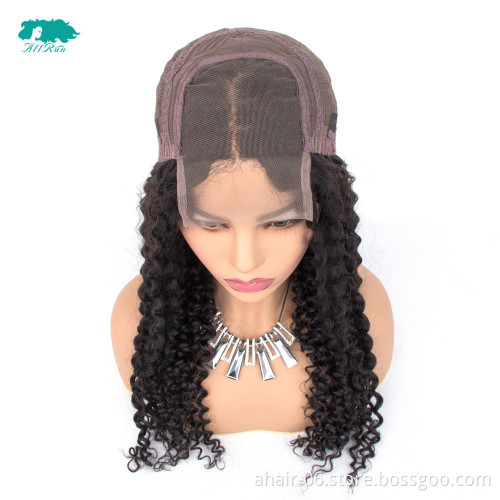 Cheap 180% Density 10-24 Inch Natural Color Remy Human Hair wig 4*4 Jerry Curl Lace Front Wigs